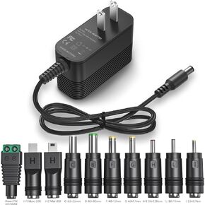 5V 1A Charger Power Cord AC Adapter 5V Power Supply DC for Regulated Switching with 10 Interchangeable Jacks Universal for 100mA 200mA 300mA 350mA 400mA 500mA 600mA 700mA 800mA 850mA 900mA Electronics