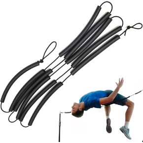 High Jump Elastic Crossbar, 8.2ft Long High Jump Elastic Bungee Cord High Jump Training Equipment Elastic Crossbar Foam for Beginners Athletes Practice (Black)
