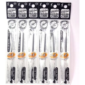 Pilot Hi-Tec-C Coleto Gel Ink Pen Refill 0.4mm, Black, × 6 Packs/total 6 pcs (Japan Import) [Komainu-Dou Original Package]