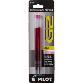 Pilot, G2 Gel Ink Refills, Bold Point 1 mm, Pink, Pack of 2