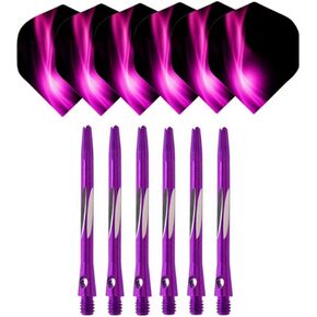Luxury 6 Pack Darts Set 6 Grams with 6 Aluminium Shafts 6 PET Flights Suit for Rec Room Bar Man Cave - 6 Aluminum Shafts + 6 PET Flights Purple