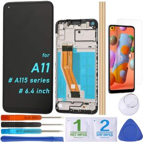 LCD Screen Replacement Touch Display Digitizer Assembly for Samsung Galaxy A11 A115 SM-A115FDS A115F A115M A115MDS A115U A115A A115AZ((6.4-Black with Frame)