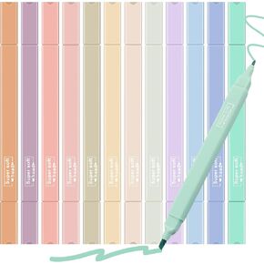 12 Pcs Pastel Highlighters Bible Highlighters and Pens no Bleed Cute Markers Assorted Colors Highlighters Aesthetic Stuff for Bible Study Classoom School Supplies（Cute）