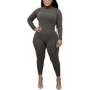Nimsruc 2 Piece Outfits for Women Casual Bodycon Sweat Suits Turtleneck Long Sleeve Tracksuit Lounge Jogger Set