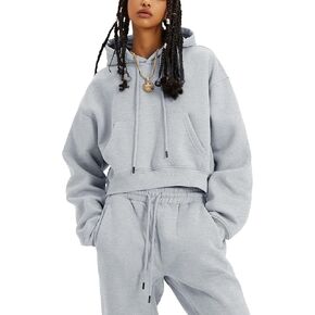 Bianstore Women's Fleece 2 Piece Outfits Sweatsuit Crop Pullover Sweatshirt Joggers Pants Tracksuit Lounge Sets in Kuwait
