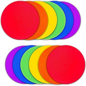 12/24Pcs Poly Spot Markers 9 inch Non-Slip Rubber Agility Training Markers Floor Dots Flat Field Cones for Football Basketball Soccer School Exercise Drills Gym Dance Practice 6 Colors