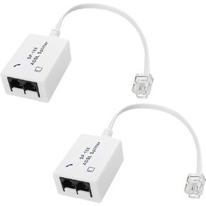 XMSJSIY DSL Filter Splitter ADSL Splitter for Telephone Line 1 to 2 RJ11 6P4C/6P2C Male to Dual Female Telephone Modem Converter Adapter for Fax Machine -2 Pcs