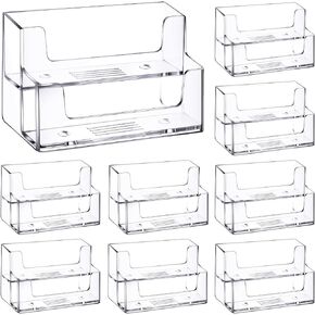 Acrylic Business Card Holder 2 Tiers Clear Plastic Card Stand Organizer Card Holder Display for Home Office 120 Cards Capacity(2 Pcs)