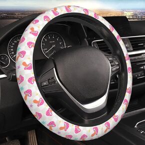 Green Floral Auto Car Steering Wheel Cover Universal 15 Inch Neoprene Interior Decor Protection Accessories