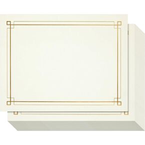 48 Sheets Gold Foil Certificate Paper for Printing - Customizable Blank Cardstock with Border for Graduation Diploma, Achievement Awards, Recognition Documents (8.5 x 11 in, Ivory)