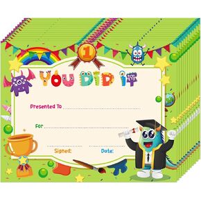 WhatSign 30PCS Kindergarten Graduation Certificate Preschool Diploma Kindergarten Achievement Certificates for Kid Certificate of Completion Student Awards Elementary School Teacher Classroom Supplies