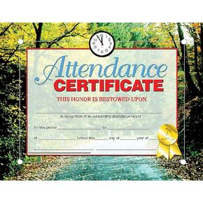 Hayes Attendance Certificate, 8.5-inch x 11-inch, Pack of 30 (H-VA680)