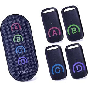 Key Finder with Thinner Receivers & Advanced Fabric Remote, SIMJAR 80dB+ RF Item Locator with 131ft Working Range, 1 RF Transmitter & 4 Receivers