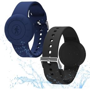 Waterproof Airtag Bracelet for Kids(2 Pack), Soft Silicone Hidden Air Tag Wristband Kids Full Case Cover Lightweight GPS Tracker Holder for Apple Airtag Watch Band for Child Toddler