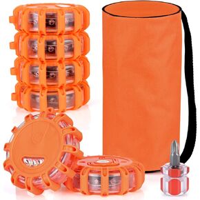 LINKITOM 6 عبوات من مصابيح LED المضيئة للطريق، مصابيح تحذيرية وامضة للسلامة في حالات الطوارئ مع 9 أوضاع فلاش وقاعدة مغناطيسية وخطاف للشاحنات والمركبات والقوارب in Kuwait