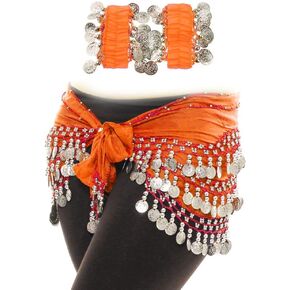 Cooyeah Belly Dance Skirt and Belly Dance Wrist Ankle Cuffs Bracelets