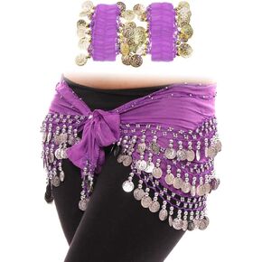 Cooyeah Belly Dance Skirt and Belly Dance Wrist Ankle Cuffs Bracelets