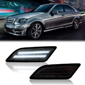 LED Side Marker Lights for 2008-2011 Mer'cedes-Benz Pre-LCI W204 C250 C300 C350 & 2008-2013 C63 AMG & 2005-2007 SL66 AMG, Smoked Len 2PCS (Amber)