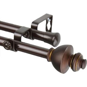 Rod Desyne Dynasty Double Window Set Curtain Rod, 28"-48", Antique Brass