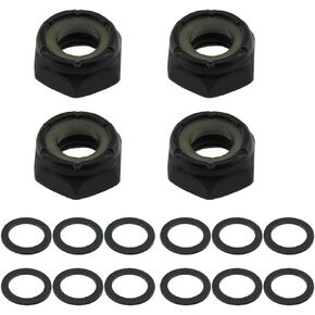 12PCS Skateboard Lock Nut Set Nuts and Shaft Washers Black Skateboard Truck Shaft Washers Spacers Hardware Repair Kit