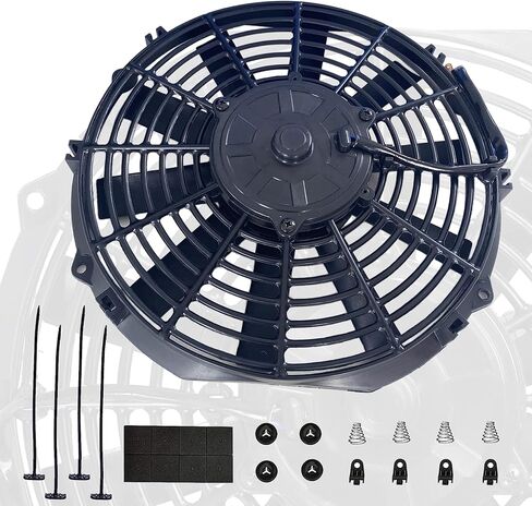 مراوح تبريد مشعاع كهربائي مقاس 12 بوصة، مروحة تبريد عالمية رفيعة، مجموعة تثبيت 12 فولت، 1750 قدم مكعب في الدقيقة باللون الأسود in Kuwait