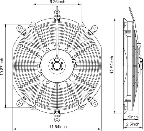 مراوح تبريد مشعاع كهربائي مقاس 12 بوصة، مروحة تبريد عالمية رفيعة، مجموعة تثبيت 12 فولت، 1750 قدم مكعب في الدقيقة باللون الأسود in Kuwait