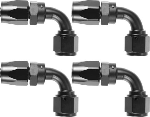 X AUTOHAUX 4 قطع AN8 90 درجة محول تركيب طرف خرطوم دوار لخرطوم الوقود المضفر باللون الأسود in Kuwait