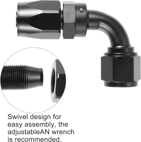 X AUTOHAUX 4 قطع AN8 90 درجة محول تركيب طرف خرطوم دوار لخرطوم الوقود المضفر باللون الأسود in Kuwait