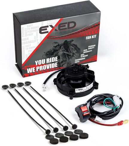 أجزاء EXED - مروحة تبريد الرادياتير الأصلية ومجموعة التثبيت، مع نظام تركيب عالمي Revotec ومفتاح تشغيل/إيقاف، لجميع الدراجات الترابية ثنائية ورباعية الأشواط - ملاءمة مثالية، سهلة التركيب - in Kuwait
