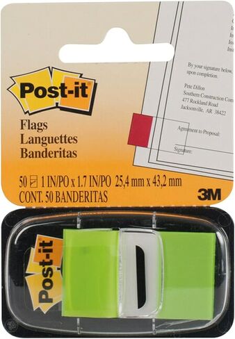 Post-it Flags, Bright Green, 1 Inch Wide, 50 per Dispenser, 1 Dispenser per Pack (680-22 (36)) in Saudi Arabia