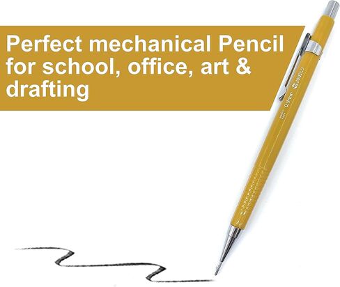 قلم رصاص ميكانيكي جيدو للصياغة 0.9 مم متوسط ​​النقطة HB #2 الرصاص مع طرف ممحاة أسطوانة صفراء لكتابة رسم الرسم. عبوة من 12 قلم رصاص in Kuwait