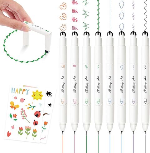 8Pcs Colorful Highlighters Curve Pen - 8 Patterns, Assemblable, DIY Shapes, Suitable for Journaling, Scrapbooking, Greeting Cards, Note Taking, Drawing, Novelty Gift in Saudi Arabia