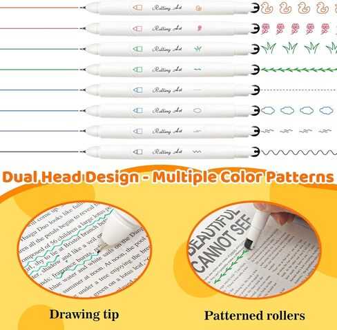 8Pcs Colorful Highlighters Curve Pen - 8 Patterns, Assemblable, DIY Shapes, Suitable for Journaling, Scrapbooking, Greeting Cards, Note Taking, Drawing, Novelty Gift in Saudi Arabia