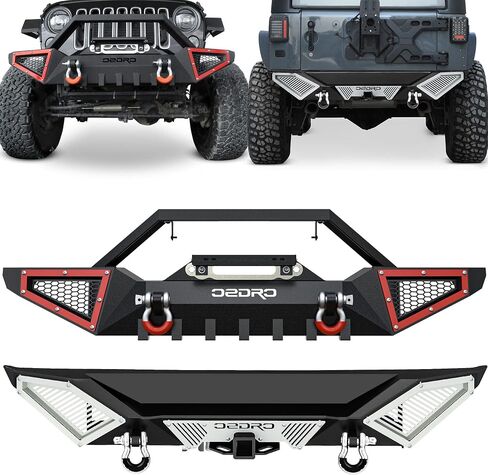 OEDRO Front Bumper Compatible with 2007-2018 Jeep Wrangler JK & Unlimited JKU (2/4 Doors), Full Width Off Road Bumper w/D-Rings & Winch Plate Mounting & Paintable Armor in Saudi Arabia