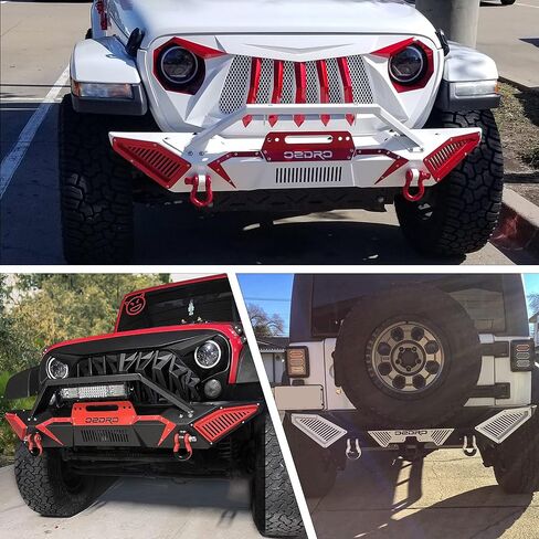 OEDRO Front Bumper Compatible with 2007-2018 Jeep Wrangler JK & Unlimited JKU (2/4 Doors), Full Width Off Road Bumper w/D-Rings & Winch Plate Mounting & Paintable Armor in Saudi Arabia