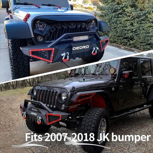 OEDRO Front Bumper Compatible with 2007-2018 Jeep Wrangler JK & Unlimited JKU (2/4 Doors), Full Width Off Road Bumper w/D-Rings & Winch Plate Mounting & Paintable Armor in Saudi Arabia