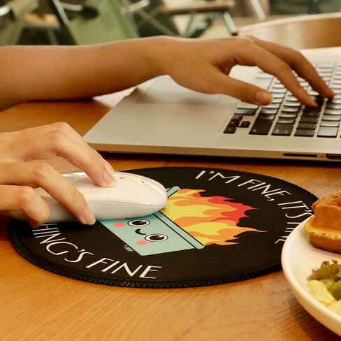 Black Cat Round Mouse Pad, Funny Small Mousepad with Non-Slip Rubber Base, Round Mouse Pads for Desk Accessories Laptop Gaming Office Supplies Decor(8.6 x 8.6 Inch) in Kuwait