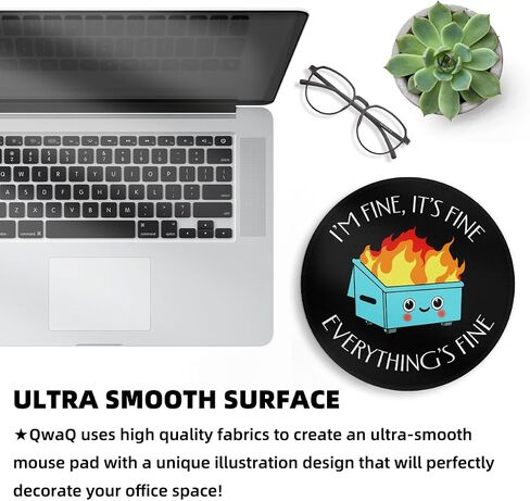 Black Cat Round Mouse Pad, Funny Small Mousepad with Non-Slip Rubber Base, Round Mouse Pads for Desk Accessories Laptop Gaming Office Supplies Decor(8.6 x 8.6 Inch) in Kuwait