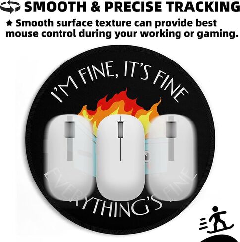 Black Cat Round Mouse Pad, Funny Small Mousepad with Non-Slip Rubber Base, Round Mouse Pads for Desk Accessories Laptop Gaming Office Supplies Decor(8.6 x 8.6 Inch) in Kuwait