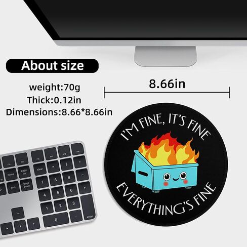 Black Cat Round Mouse Pad, Funny Small Mousepad with Non-Slip Rubber Base, Round Mouse Pads for Desk Accessories Laptop Gaming Office Supplies Decor(8.6 x 8.6 Inch) in Kuwait