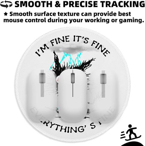 Black Cat Round Mouse Pad, Funny Small Mousepad with Non-Slip Rubber Base, Round Mouse Pads for Desk Accessories Laptop Gaming Office Supplies Decor(8.6 x 8.6 Inch) in Kuwait