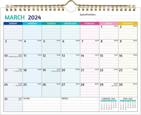 تقويم الحائط 2024-2026 - مارس 2024 - فبراير 2026، تقويم لمدة عامين 2024-2026، 11 × 8.5 بوصة، تقويم 2024 24 شهرًا، تقويم شهري صغير 2024، مع كتل مسطرة، ورق سميك، عطلات، مهام وملاحظات in Kuwait