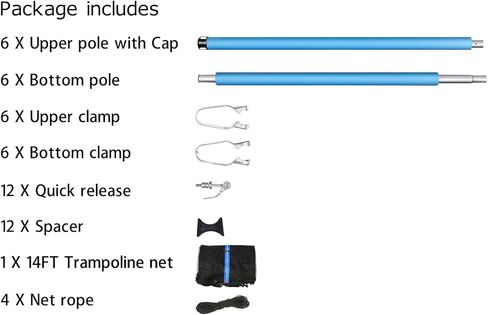 Trampoline Replacement Enclosure Poles with Enclosure Pole Connecters and Hardware Fits 6 Straight Poles Trampoline Frame in Kuwait