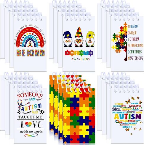 24 Pcs Autism Awareness Notepads Colorful Puzzle Pieces Mini Spiral Note Pads Journal Promote Autism Awareness Fundraiser Notebook Gifts for Autism Fundraising Autism Awareness Day in Saudi Arabia