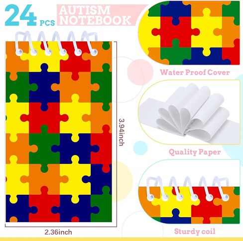 24 Pcs Autism Awareness Notepads Colorful Puzzle Pieces Mini Spiral Note Pads Journal Promote Autism Awareness Fundraiser Notebook Gifts for Autism Fundraising Autism Awareness Day in Saudi Arabia