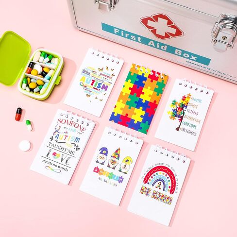 24 Pcs Autism Awareness Notepads Colorful Puzzle Pieces Mini Spiral Note Pads Journal Promote Autism Awareness Fundraiser Notebook Gifts for Autism Fundraising Autism Awareness Day in Saudi Arabia