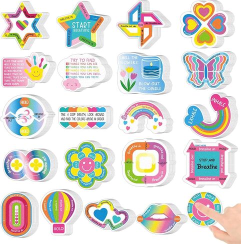 180 Pcs Anxiety Sensory Stickers Sensory Strips Mindfulness Sticker Calm Stickers Anxiety Stickers Adhesive Textured Strips Tactile Fidget Tape for Classroom Desk Adults (Cute) in Saudi Arabia