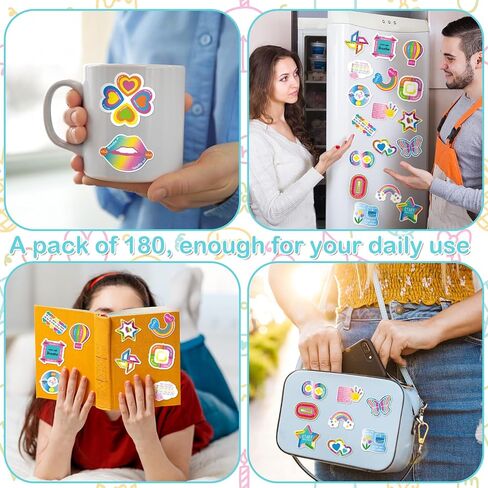 180 Pcs Anxiety Sensory Stickers Sensory Strips Mindfulness Sticker Calm Stickers Anxiety Stickers Adhesive Textured Strips Tactile Fidget Tape for Classroom Desk Adults (Cute) in Saudi Arabia