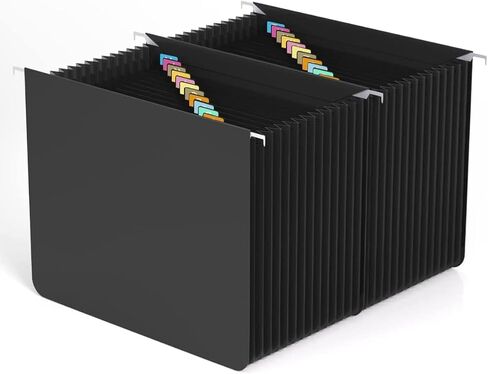 مجلدات ملفات معلقة بحجم الحروف، 26 جيوب أكورديون إبداعية، مجلدات ملفات بلاستيكية قابلة للتوسيع لخزانة الملفات، قابلة للتوسيع، مقاومة للماء، سعة كبيرة، قوية، علامات تبويب متعددة الألوان تشمل الأسود in Kuwait