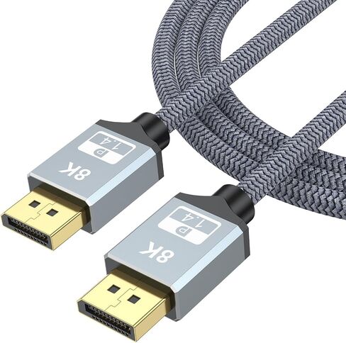 كابل DisplayPort 8K 1.4، منفذ عرض إلى كابل منفذ العرض 6FT (8K@60 هرتز، 4K@144 هرتز، 2K@165 هرتز، 1080P)، HDCP 2.2، 32.4 جيجابت في الثانية، سلك HDR10 DP إلى DP لشاشة الألعاب والرسومات والكمبيوتر الشخصي in Saudi Arabia